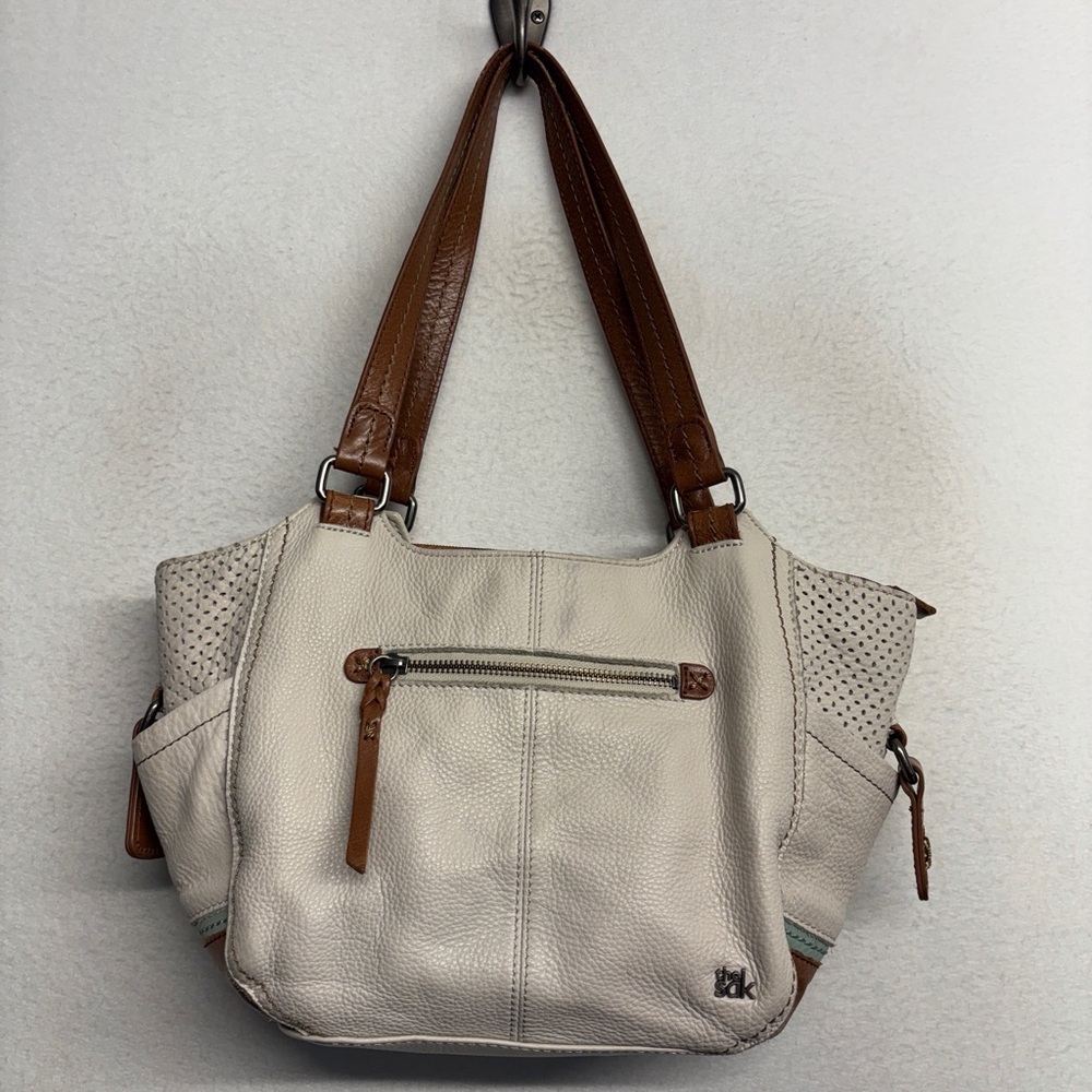 The Sak Cream and Brown Leather Satchel